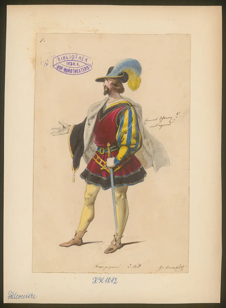 Falconiere, Titel der Serie: Figurinen des k.k. Hof-Burgtheaters