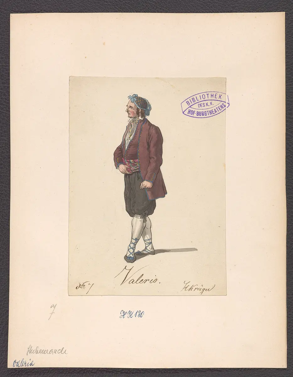 Valeria, oder Vaterlist, Suchtitel: Valeria, Originaltitel: Ponce de Leon, Titel der Serie: Figurinen des k.k. Hof-Burgtheaters