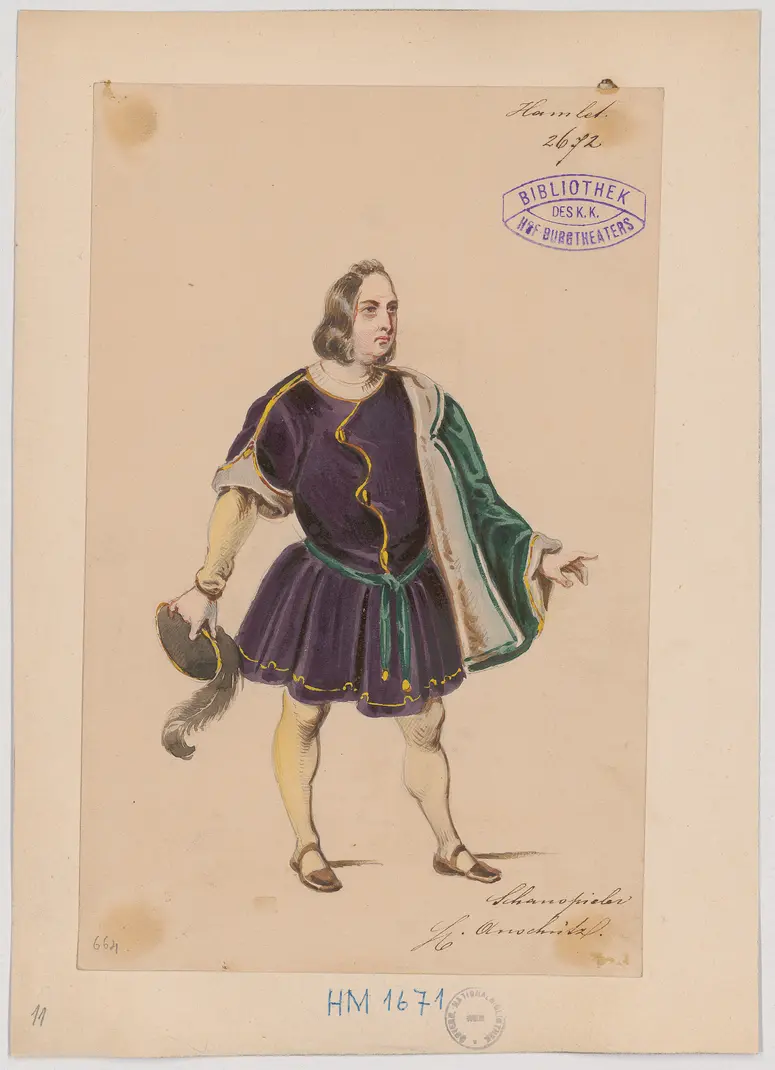 Hamlet, Prinz von Dänemark, Originaltitel: Hamlet, Prince of Denmark, Titel der Serie: Figurinen des k.k. Hof-Burgtheaters