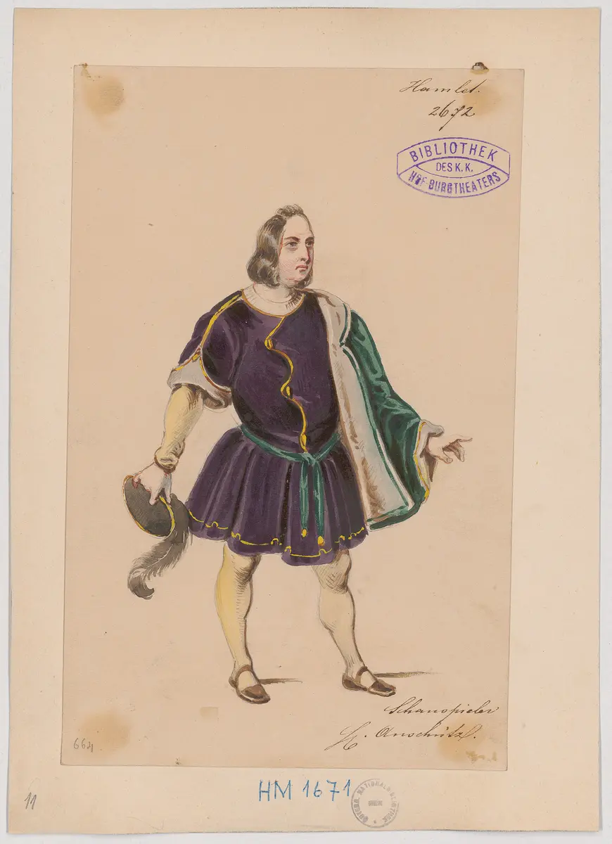 Hamlet, Prinz von Dänemark, Originaltitel: Hamlet, Prince of Denmark, Titel der Serie: Figurinen des k.k. Hof-Burgtheaters
