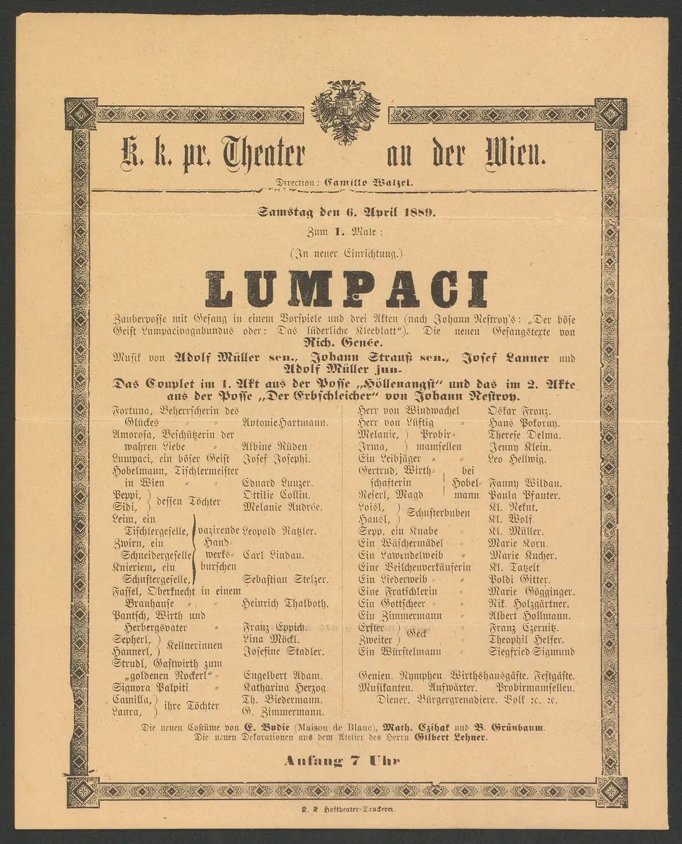 Lumpaci, Originaltitel: Der böse Geist Lumpacivagabundus oder Das liederliche Kleeblatt, Originaltitel: Der böse Geist Lumpazivagabundus oder Das liederliche Kleeblatt