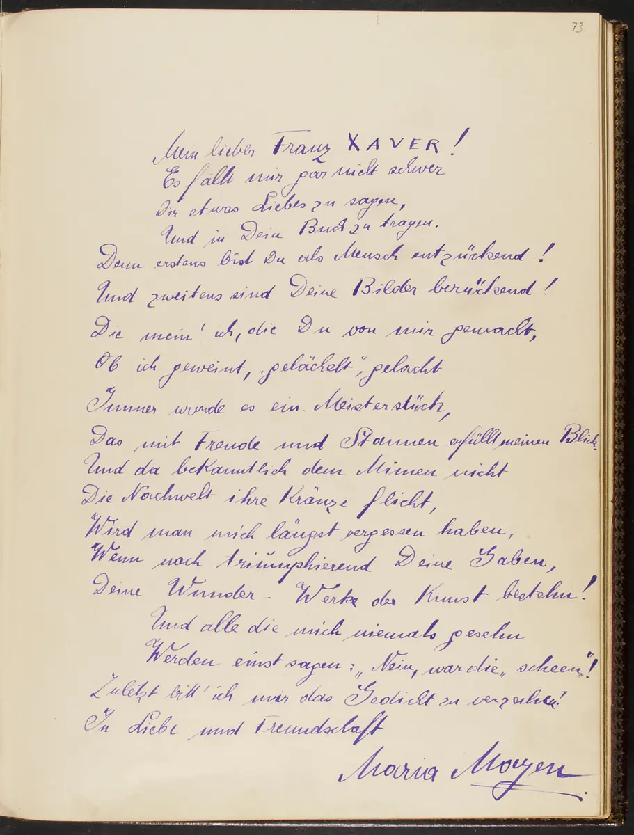 Gästebuch. Atelier Franz-Xaver Setzer, Wien