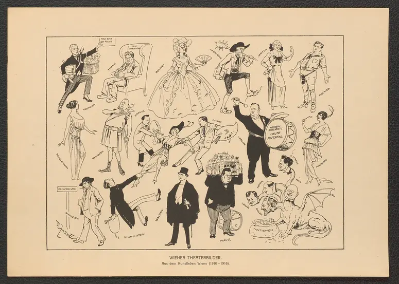 Wiener Theaterbilder. (Aus dem Kunstleben Wiens, 1910-1916), Titel der Serie: Theo Zasche's Lachendes Wien