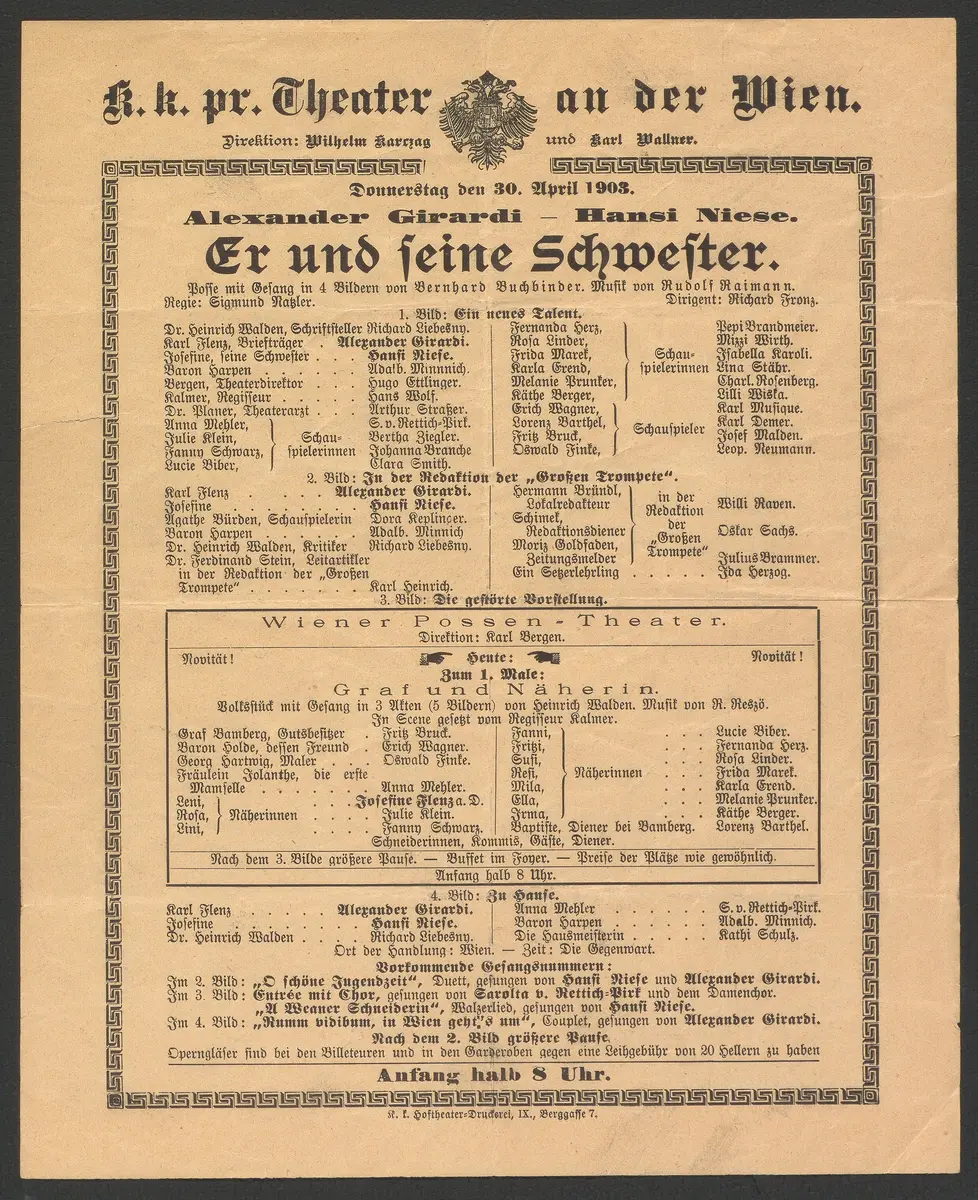 Er und seine Schwester, Graf und Näherin
