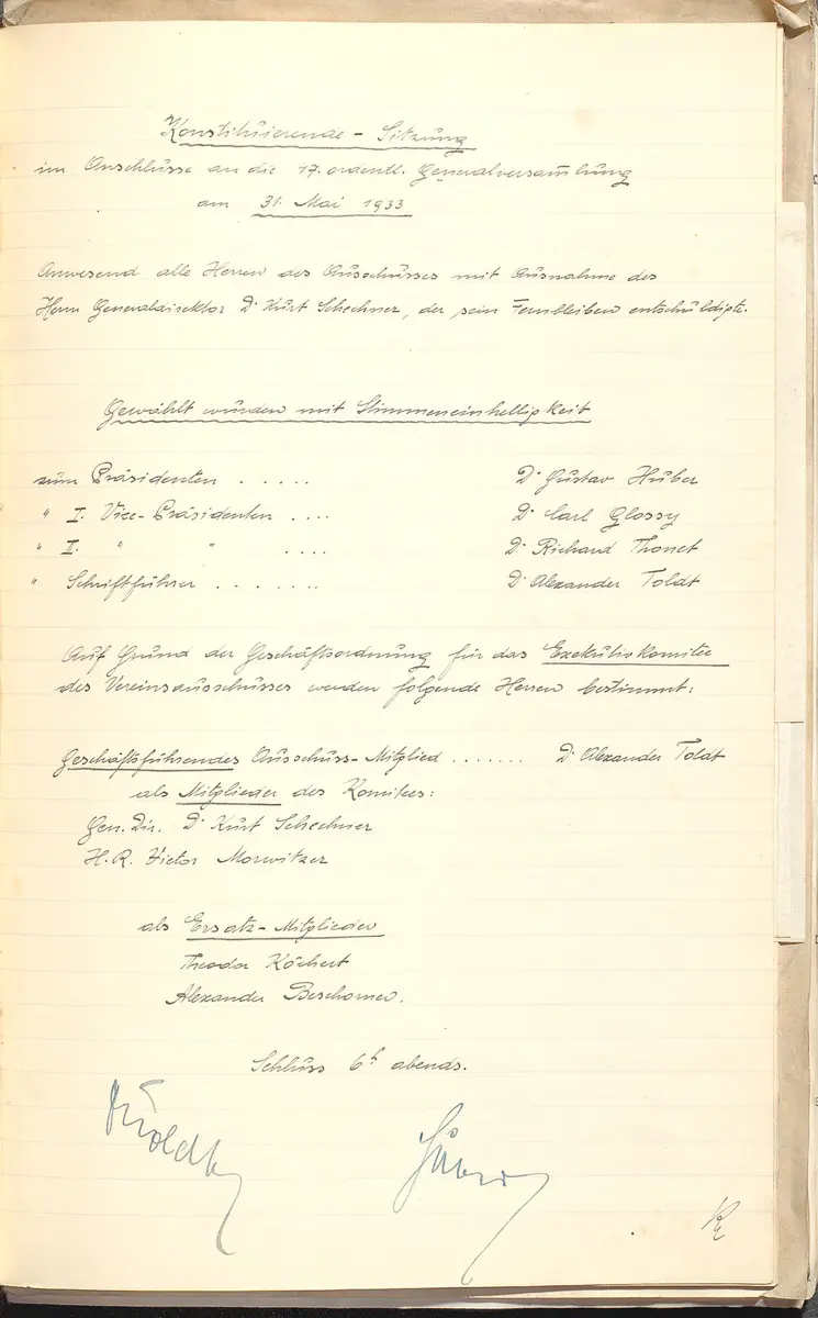 Protokolle der Ausschusssitzungen des Vereines des Deutschen Volkstheaters in Wien