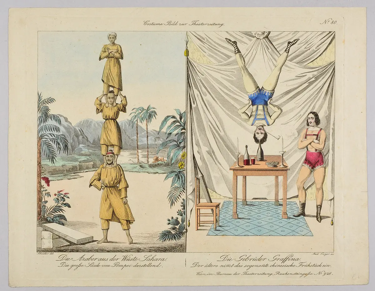 Die Araber aus der Wüste Sahara / Die Gebrüder Graffina, Titel der Serie: Costume-Bild, Name der Zeitschrift: Wiener Theaterzeitung