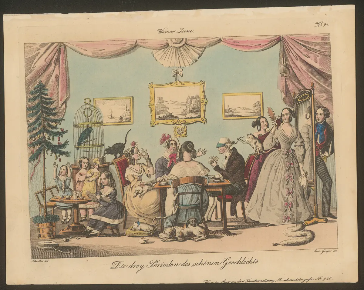 Die drey Perioden des schönen Geschlechts., Titel der Serie: Wiener Scene, Name der Zeitschrift: Wiener Theaterzeitung