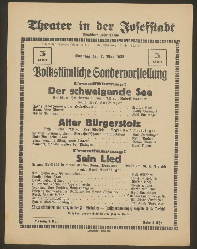 Der schweigende See, Alter Bürgerstolz, Sein Lied