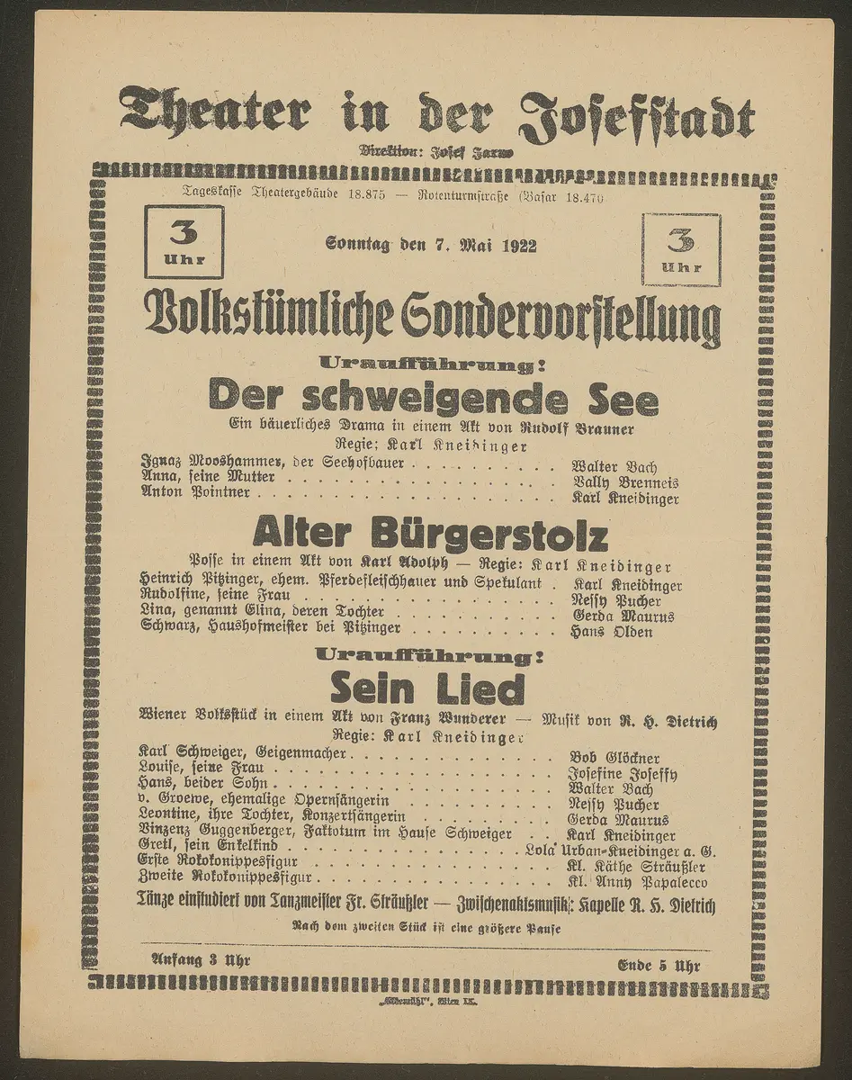 Der schweigende See, Alter Bürgerstolz, Sein Lied