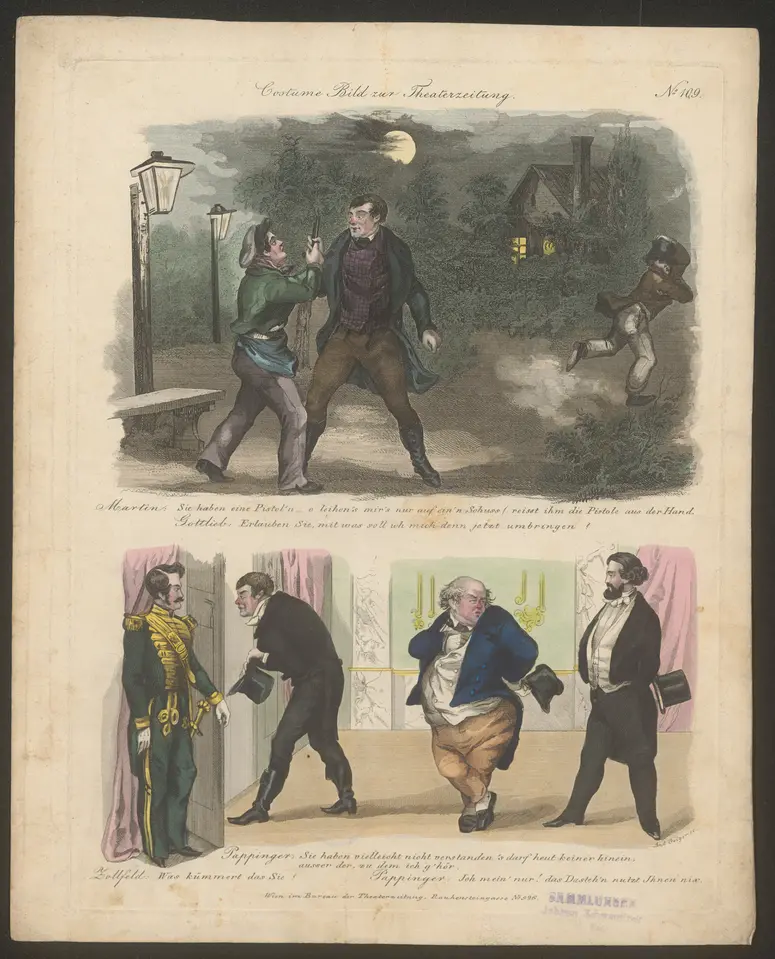 Der Schützling, Titel der Serie: Costume-Bild, Name der Zeitschrift: Wiener Theaterzeitung
