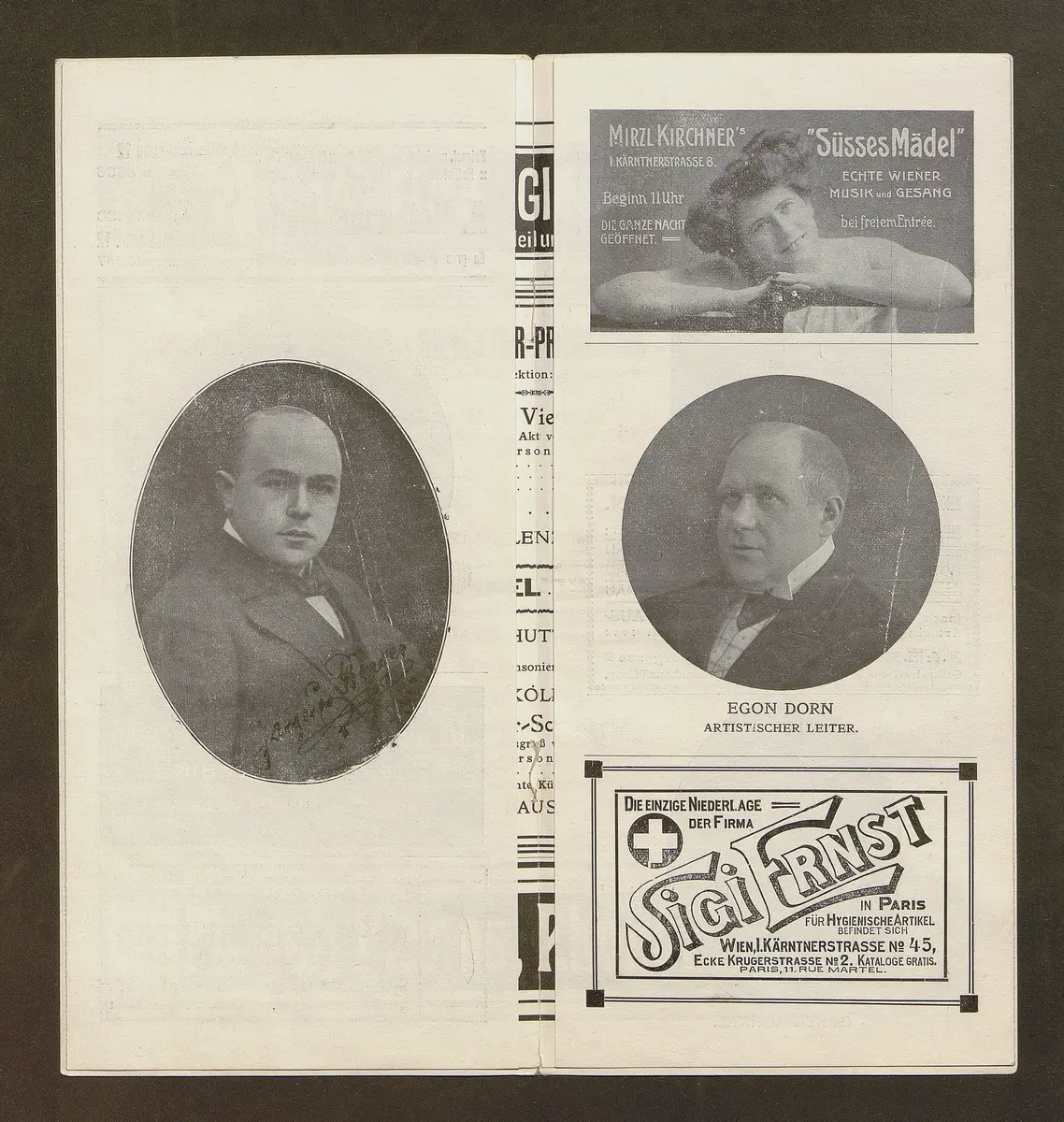 Kabarett Fledermaus, Titel in Vorlageform: Fledermaus 1911-12, Verweis auf Stücktitel: Das Viereck, Verweis auf Stücktitel: Das Wartehäuschen
