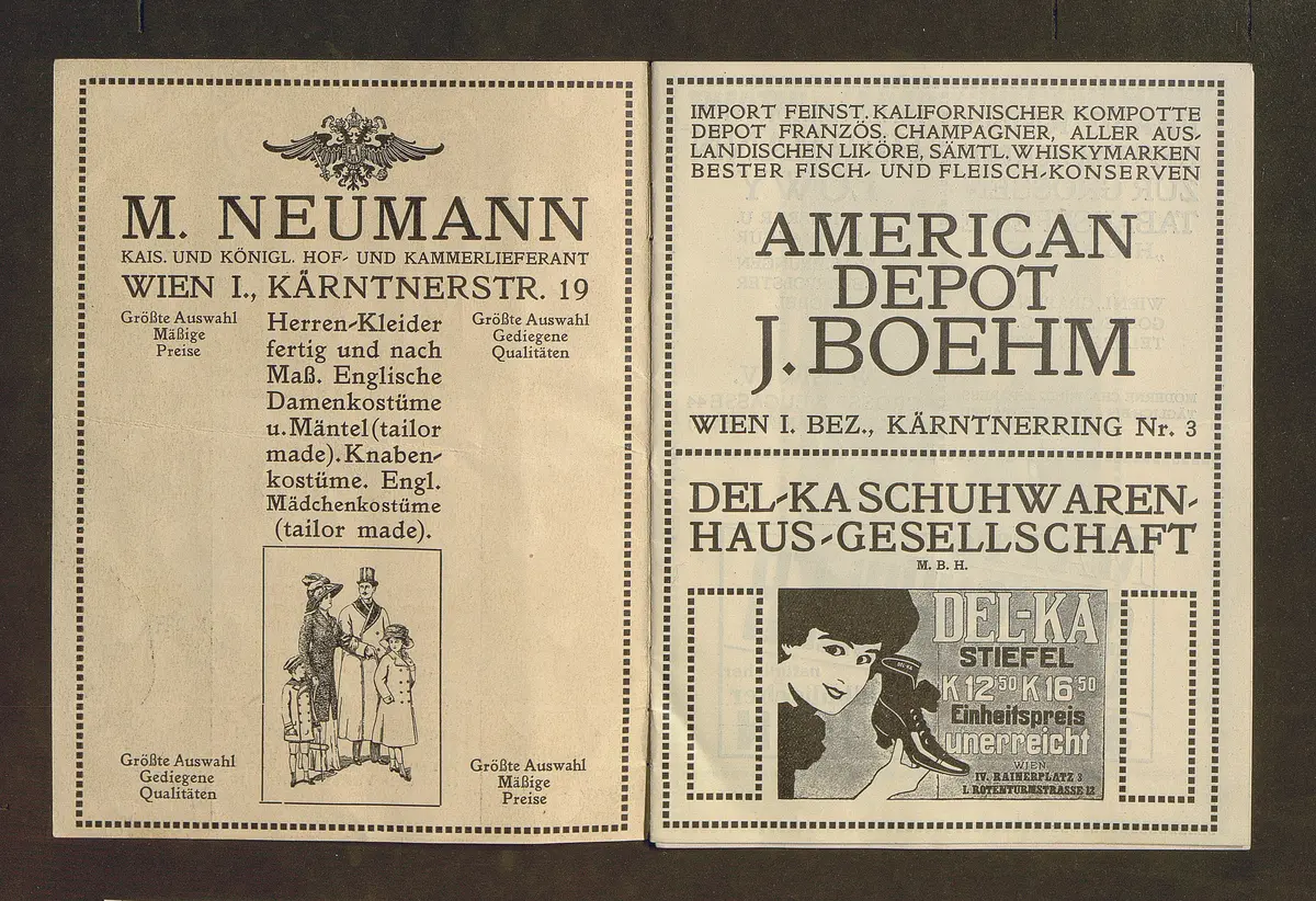 Kabarett Fledermaus, Titel in Vorlageform: Fledermaus Theater und Cabaret, Verweis auf Stücktitel: Rampsenit, Verweis auf Stücktitel: La main