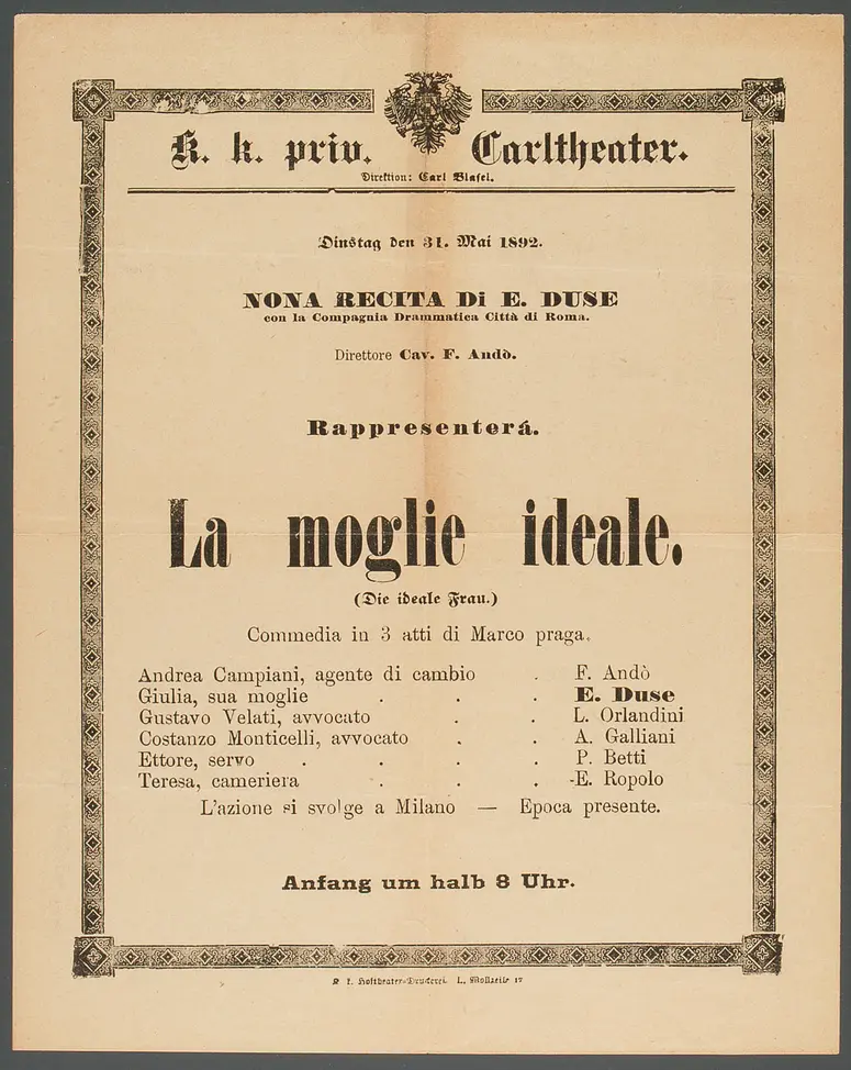 Die ideale Frau, Titel in Vorlageform: La moglie ideale
