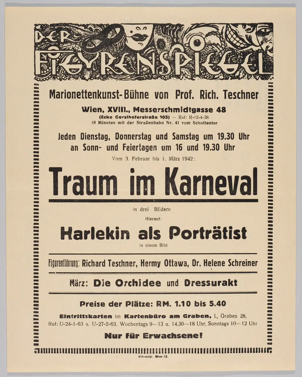 Der Figurenspiegel, Verweis auf Stücktitel: Karneval / Traum im Karneval, Verweis auf Stücktitel: Harlekin als Porträtist