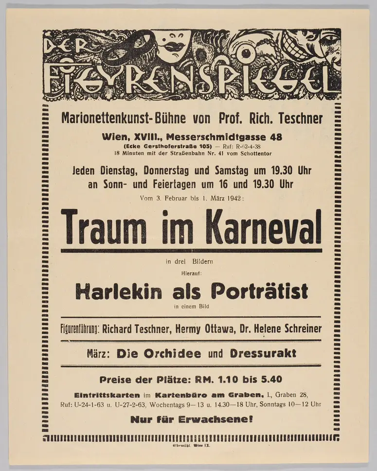 Der Figurenspiegel, Verweis auf Stücktitel: Karneval / Traum im Karneval, Verweis auf Stücktitel: Harlekin als Porträtist