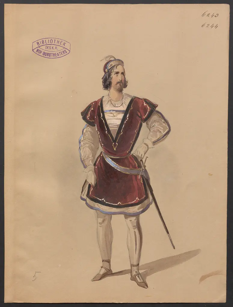 Tristan, Titel der Serie: Figurinen des k.k. Hof-Burgtheaters