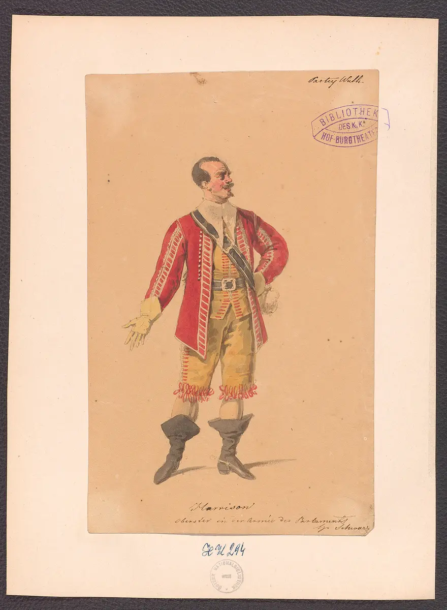 Parteiwut, oder Die Kraft des Glaubens, Titel der Serie: Figurinen des k.k. Hof-Burgtheaters