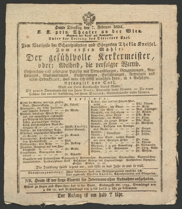 Der gefühlvolle Kerkermeister, oder Adelheid, die verfolgte Wittib
