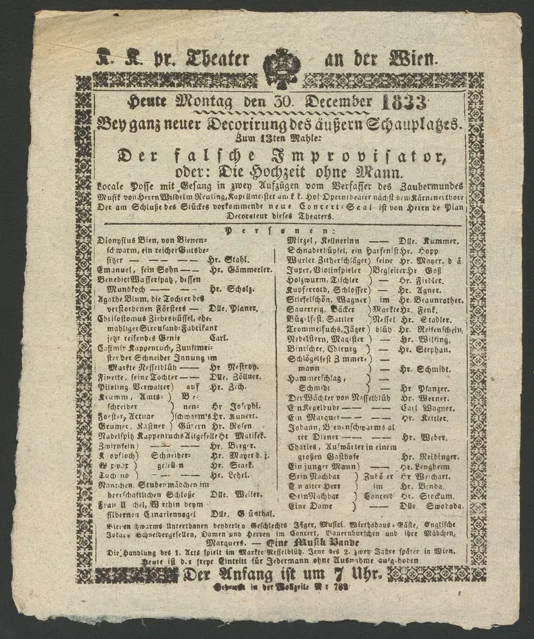 Der falsche Improvisator, oder Die Hochzeit ohne Mann