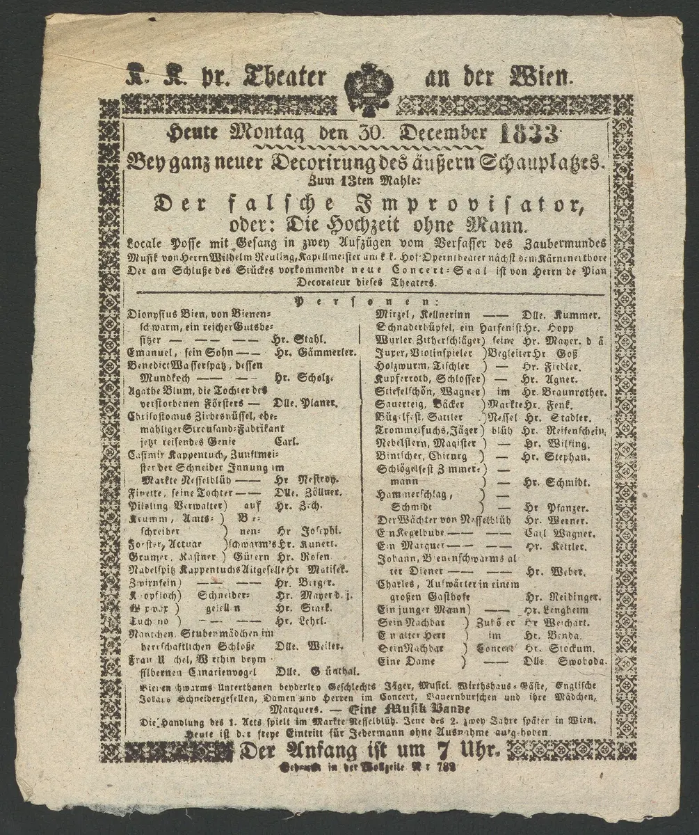 Der falsche Improvisator, oder Die Hochzeit ohne Mann