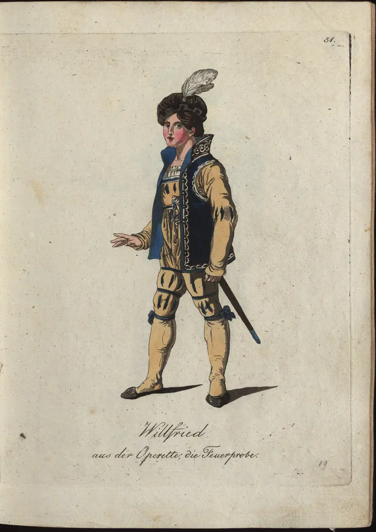 Die Feuerprobe, Titel der Serie: Auswahl schöner Costumes für Theater- und Ball-Anzüge