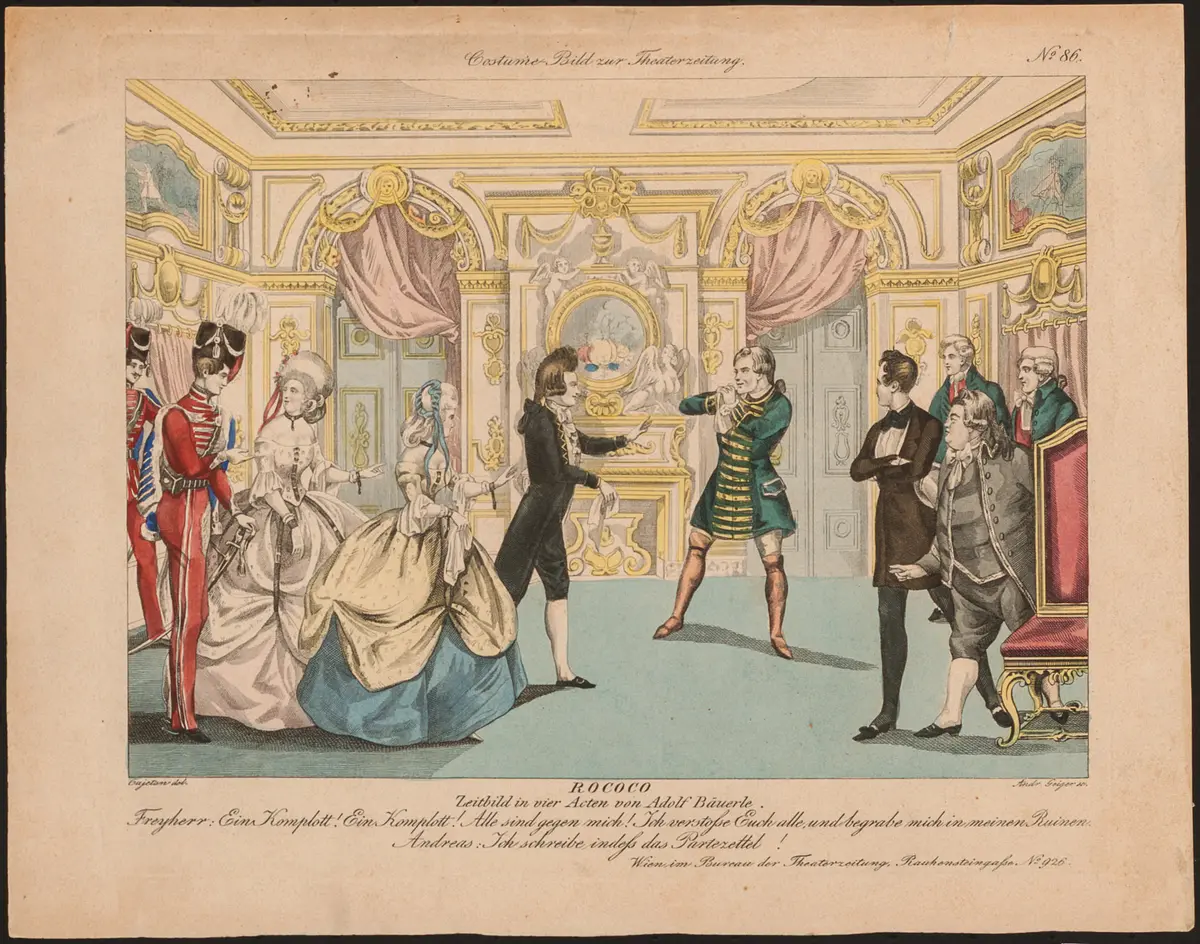 Rococo, Titel der Serie: Costume-Bild, Name der Zeitschrift: Wiener Theaterzeitung