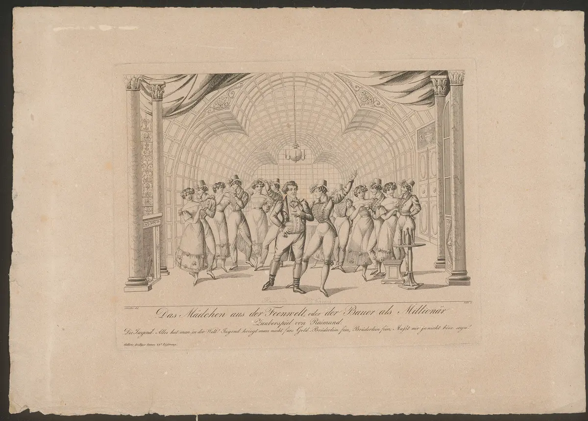 Das Mädchen aus der Feenwelt, oder der Bauer als Millionär, Titel der Serie: Gallerie drolliger Scenen, Name der Zeitschrift: Wiener Theaterzeitung