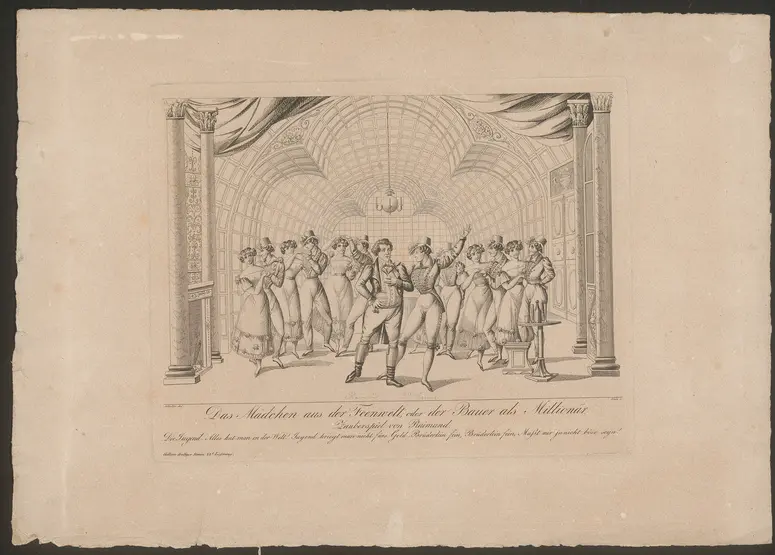 Das Mädchen aus der Feenwelt, oder der Bauer als Millionär, Titel der Serie: Gallerie drolliger Scenen, Name der Zeitschrift: Wiener Theaterzeitung