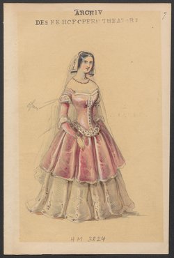 Die Favoritin, Originaltitel: La favorite, Alternativtitel: La favorita, Alternativtitel: Richard und Mathilde, Alternativtitel: Leonore, Titel der Serie: Figurinen des k.k. Hofoperntheaters