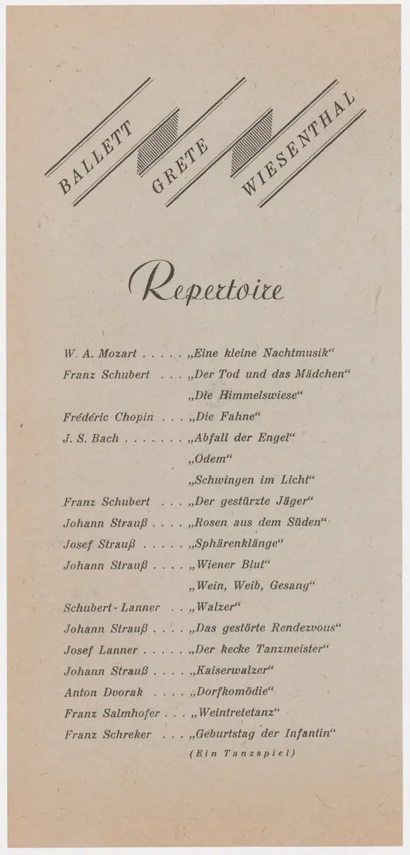 Repertoire Ballett Grete Wiesenthal