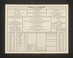 Salzburger Festspiele 1925, Titel in Vorlageform: Festival musical et dramatique Salzbourg, Verweis auf Stücktitel: Don Juan, Verweis auf Stücktitel: Figaros Hochzeit, Verweis auf Stücktitel: Don Pasquale, Verweis auf Stücktitel: Die Entführung aus dem Serail, Verweis auf Stücktitel: Das Salzburger große Welttheater, Verweis auf Stücktitel: Das Mirakel