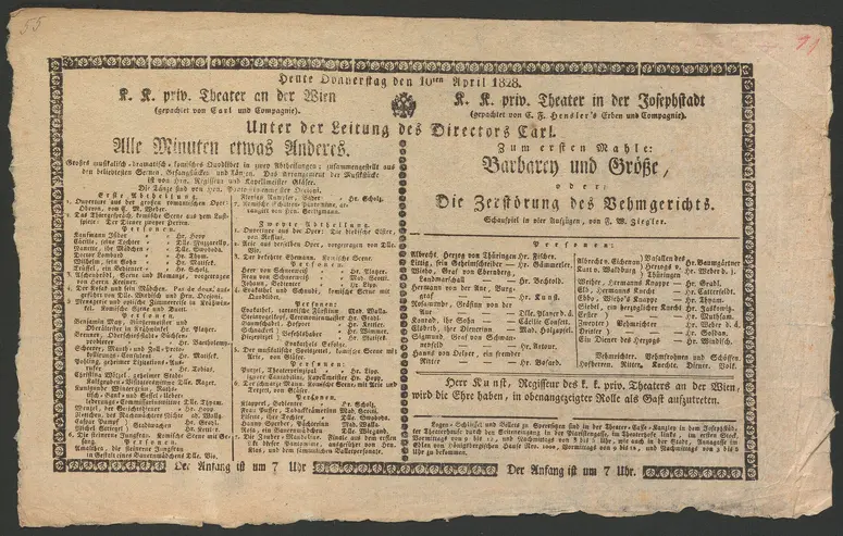 Alle Minuten etwas Anderes, Barbarey und Größe oder Die Zerstörung des Vehmgerichts