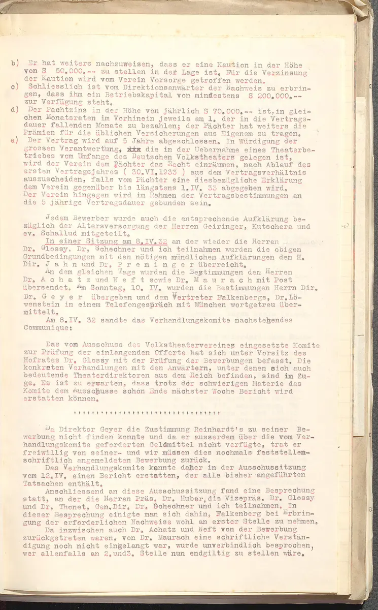 Protokolle der Ausschusssitzungen des Vereines des Deutschen Volkstheaters in Wien