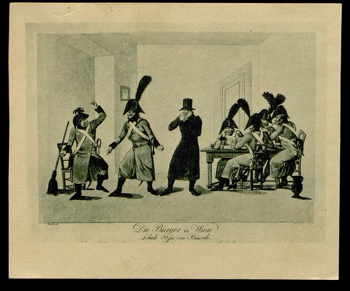 Die Bürger in Wien, Titel der Serie: Gallerie drolliger Scenen, Name der Zeitschrift: Wiener Theaterzeitung