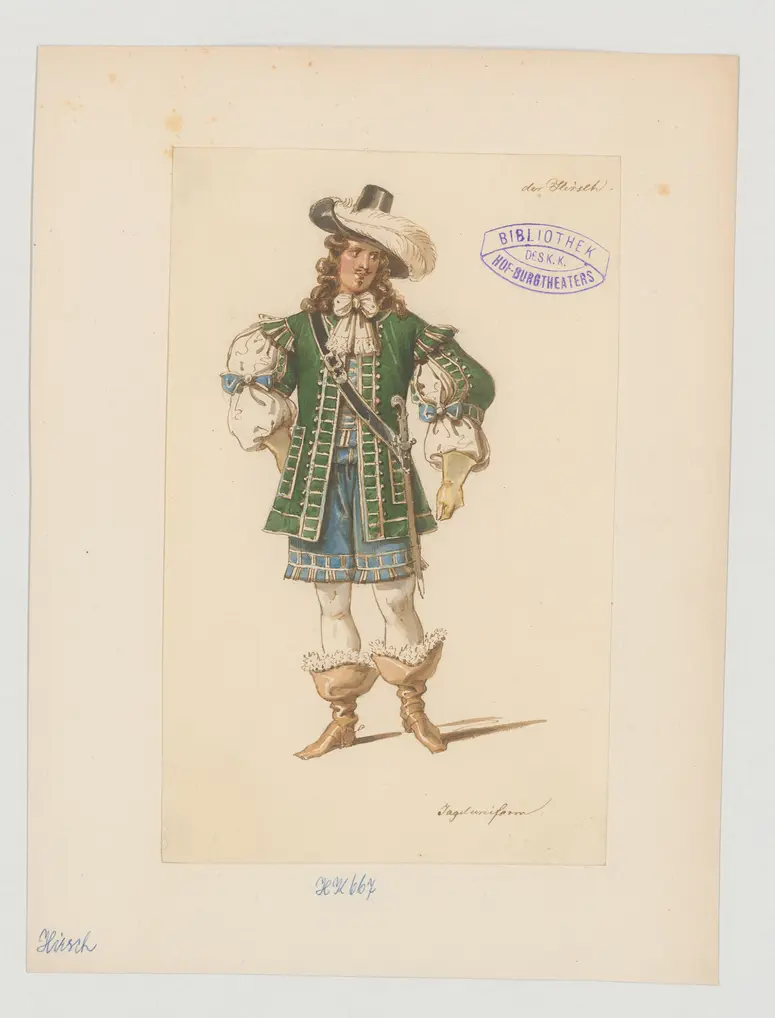 Der Hirsch, Titel der Serie: Figurinen des k.k. Hof-Burgtheaters