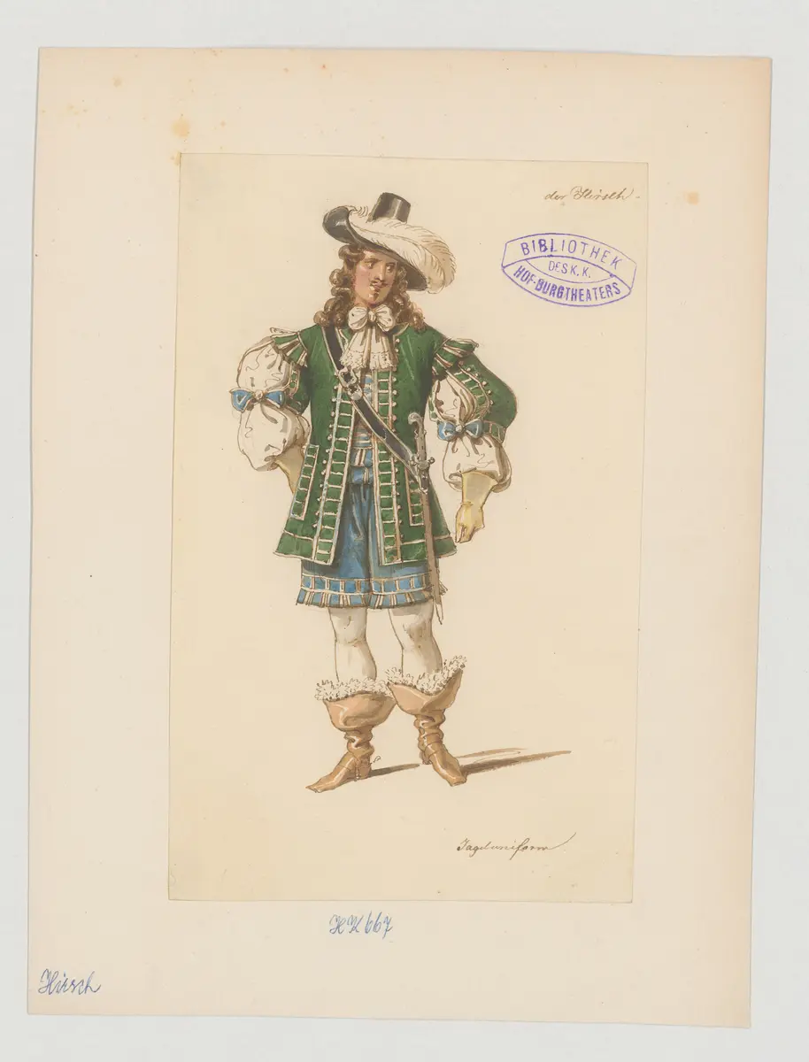 Der Hirsch, Titel der Serie: Figurinen des k.k. Hof-Burgtheaters