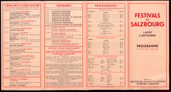 Salzburger Festspiele 1939, Titel in Vorlageform: Festivals de Salzbourg, Verweis auf Stücktitel: Die Entführung aus dem Serail, Verweis auf Stücktitel: Le nozze di figaro, Verweis auf Stücktitel: Der Freischütz, Verweis auf Stücktitel: Il Barbiere di Siviglia, Verweis auf Stücktitel: Don Giovanni, Verweis auf Stücktitel: Falstaff, Verweis auf Stücktitel: Der Rosenkavalier, Verweis auf Stücktitel: Viel Lärm um nichts, Verweis auf Stücktitel: Der Bürger als Edelmann