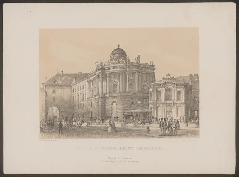 Wien, Altes Burgtheater, Titel in Vorlageform: Die k.k. Reitschule und das Burgtheater