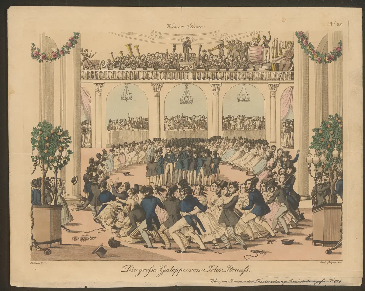 Der große Galop von Joh. Strauß., Titel der Serie: Wiener Scene, Name der Zeitschrift: Wiener Theaterzeitung