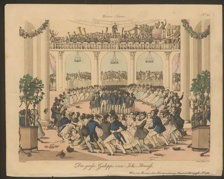 Der große Galop von Joh. Strauß., Titel der Serie: Wiener Scene, Name der Zeitschrift: Wiener Theaterzeitung