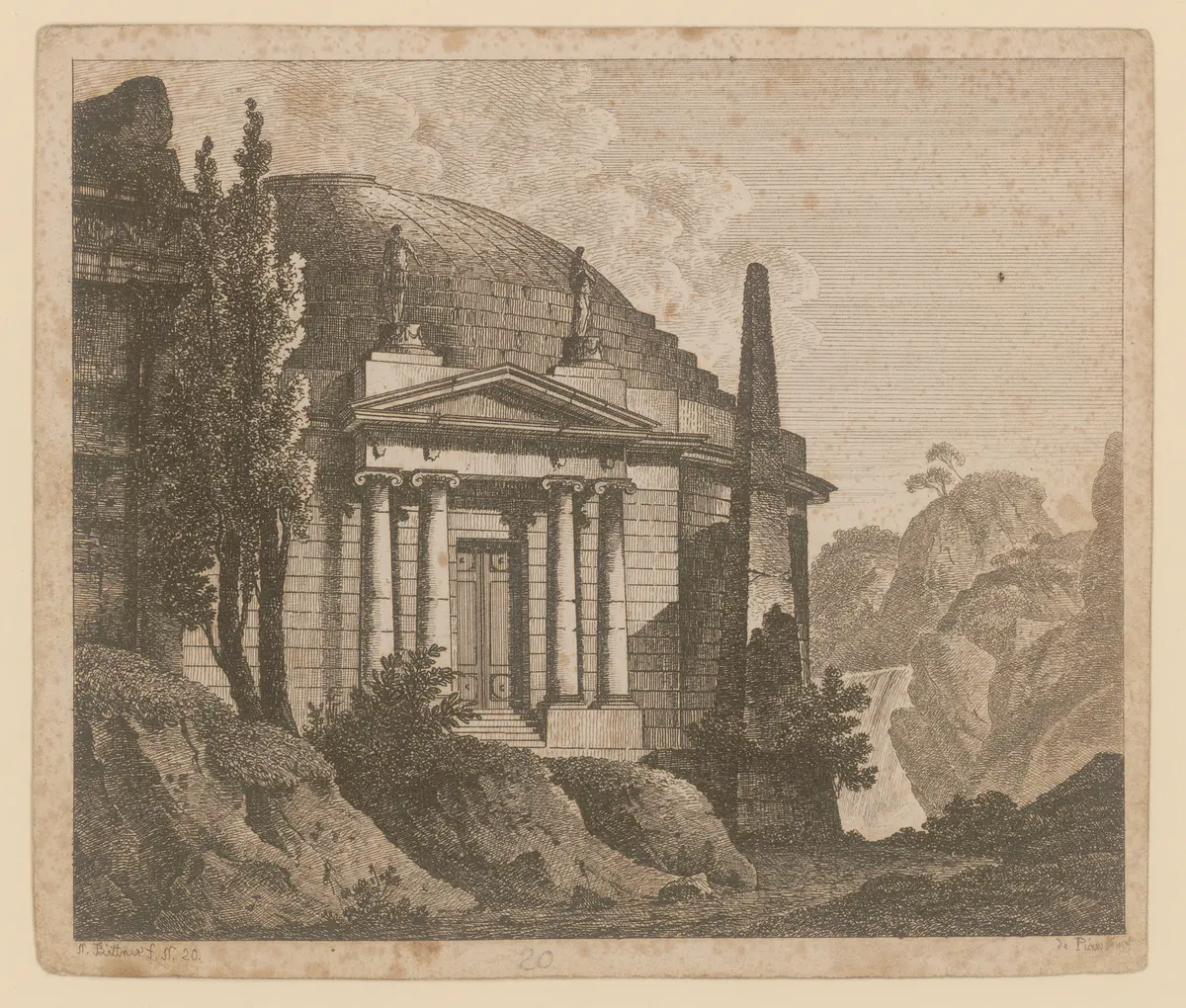 Medea, Titel der Serie: Theaterdecorationen nach den Original Skitzen des k.k. Hof Theater Mahlers Anton de Pian, gestochen und verlegt von Norbert Bittner.