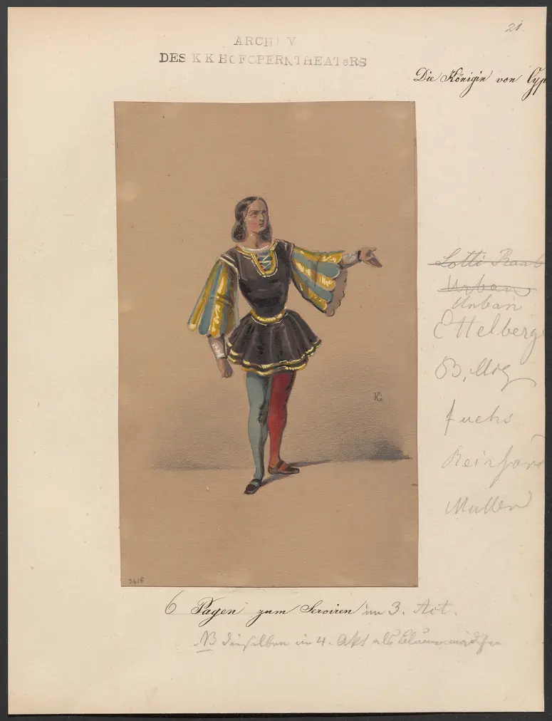 Die Königin von Cypern, Originaltitel: La reine de Chypre, Titel der Serie: Figurinen des k.k. Hofoperntheaters
