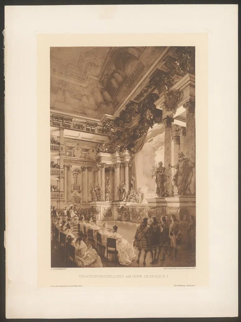 Wien, Theater auf der Cortina, Alternativtitel: Wien, Theater auf der Kurtine, Alternativtitel: Wien, Hoftheater von Burnacini, Titel in Vorlageform: Theatervorstellung am Hofe Leopold's I.