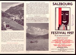 Salzburger Festspiele 1957, Titel in Vorlageform: Salzbourg Festival 1957, Verweis auf Stücktitel: Fidelio, Verweis auf Stücktitel: Schule der Frauen, Verweis auf Stücktitel: Cosi fan tutte, Verweis auf Stücktitel: Entführung aus dem Serail, Figaros Hochzeit, Verweis auf Stücktitel: Elektra, Verweis auf Stücktitel: Falstaff, Verweis auf Stücktitel: Jedermann, Verweis auf Stücktitel: Emilia Galotti, Verweis auf Stücktitel: Ein Hauch von Poesie