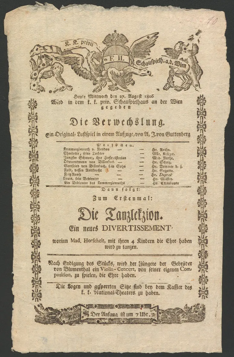 Die Verwechslung, Die Tanzlekzion, Alternativtitel: Die Tanzlektion