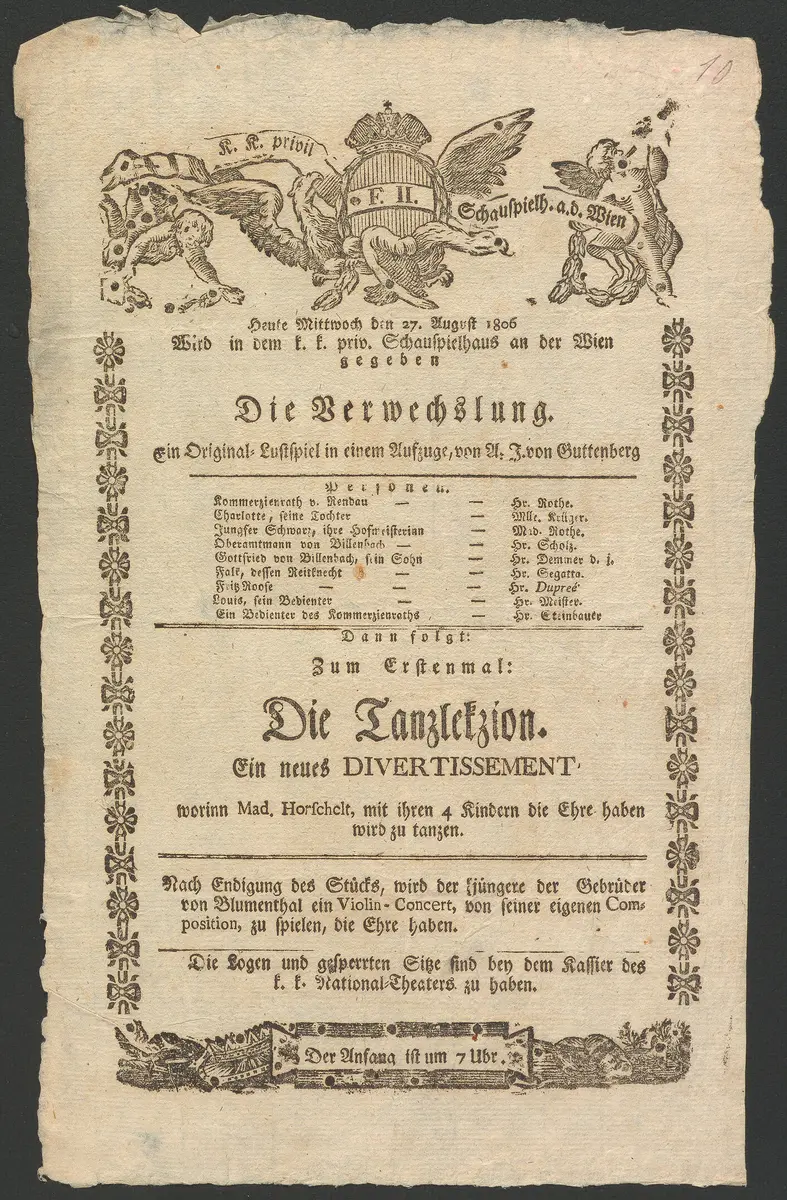 Die Verwechslung, Die Tanzlekzion, Alternativtitel: Die Tanzlektion