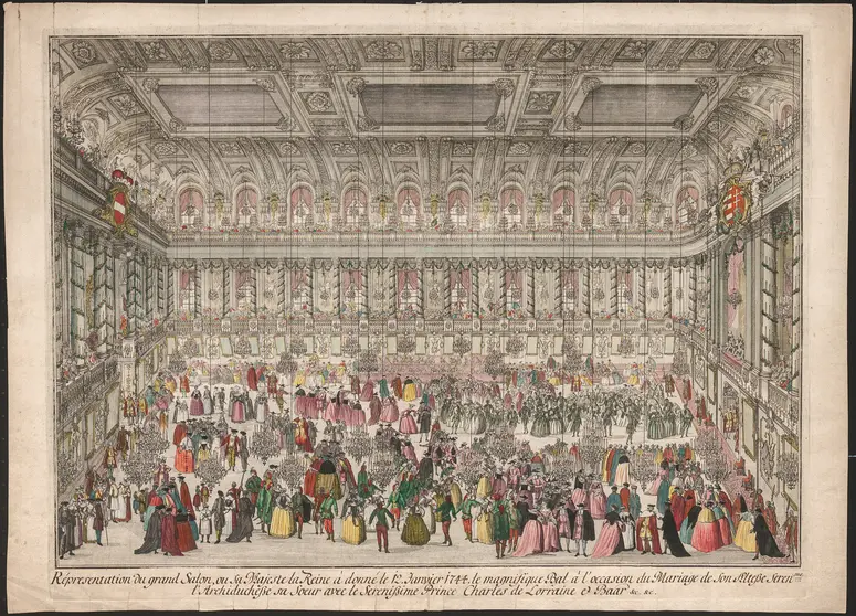 Wien (allgemein), Winterreitschule, Titel in Vorlageform: Répresentation du grande Salon, ou Sa Majeste la Reine à donné le 12. Janvier 1744 [...]