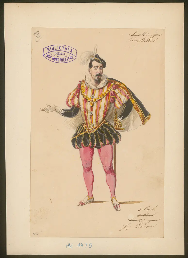 Ein Billett, Titel der Serie: Figurinen des k.k. Hof-Burgtheaters