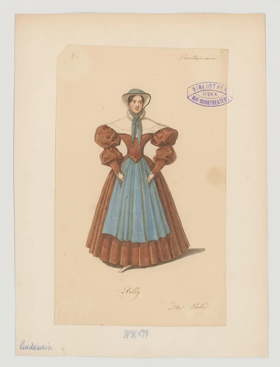 Die Puritanerin, oder Der englische Hof im Jahre 1710, Originaltitel: La Puritaine ou la Cour d'Angleterre en 1710,, Titel der Serie: Figurinen des k.k. Hof-Burgtheaters