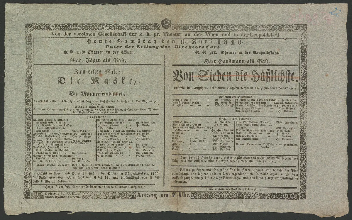 Die Maske, oder Die Männerfeindinnen, Von Sieben die Häßlichste
